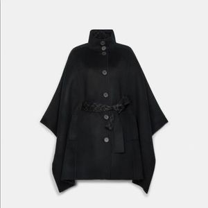 Coach cape size M/L XL new with tags black winter coat with tie
